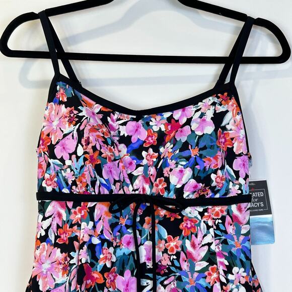 Swim Solutions Empire Princess Seam Swim Dress 8006492 Multi Women's US 8 NWT - Picture 5 of 7